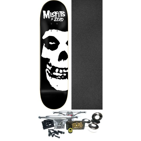 Zero Skateboards Misfits Fiend Skull Black / White Skateboard Deck - 8.5" x 32.3" - Complete Skateboard Bundle